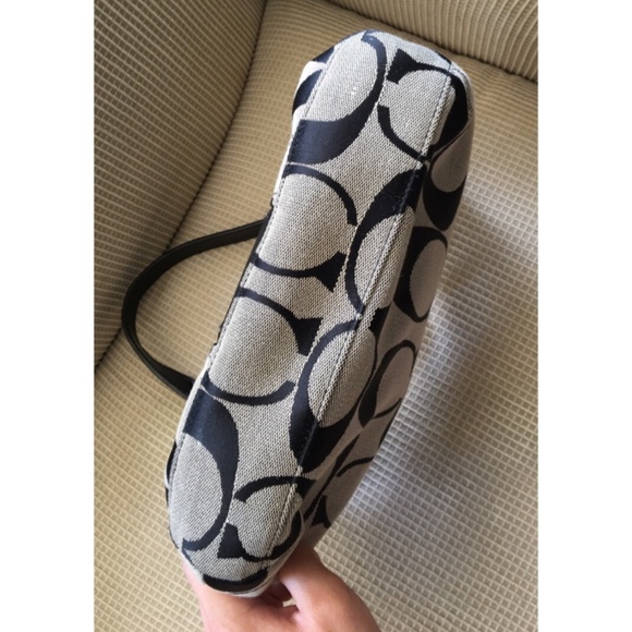 Coach Black & Grey Signature Stripe Demi Handbag - Picture 5 of 8